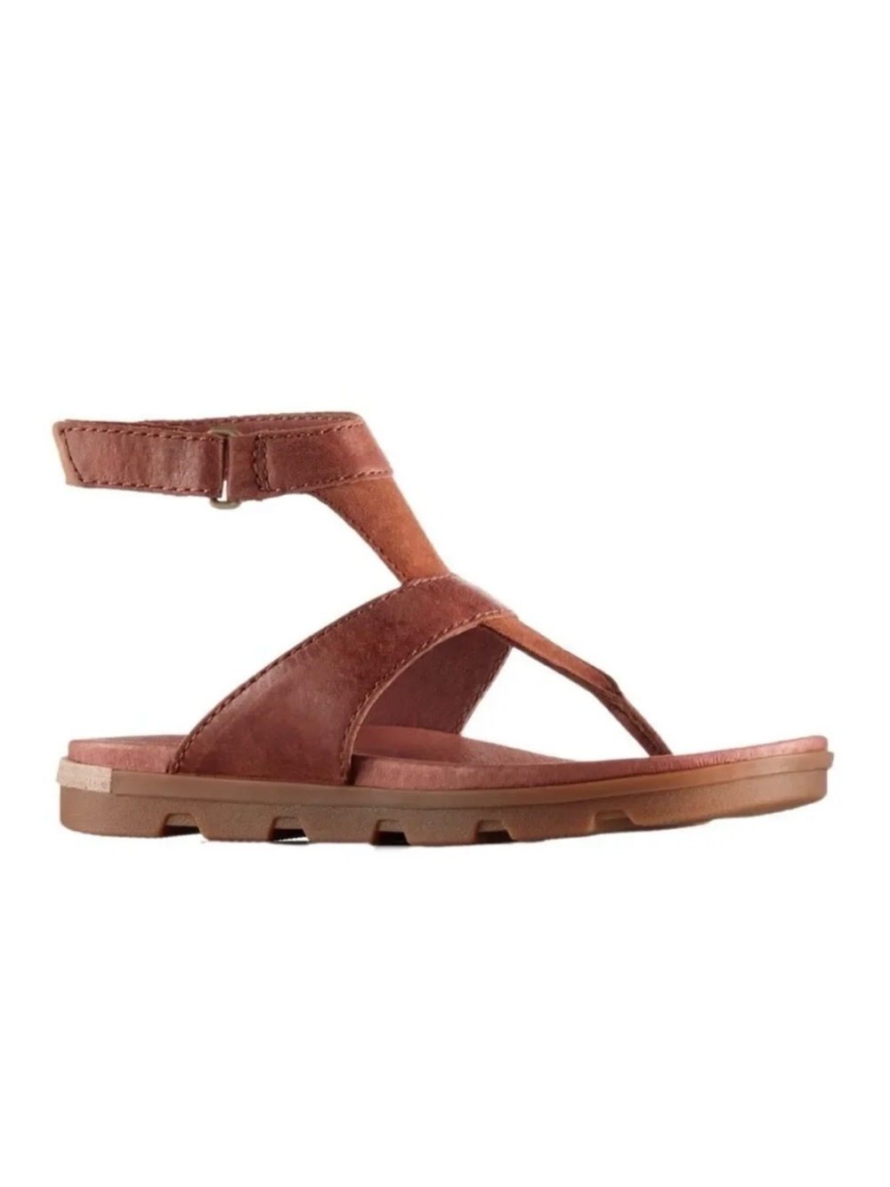 Sorel Torpeda Leather Thong Toe Ankle Strap Sandals Tan Brown Size 9.5